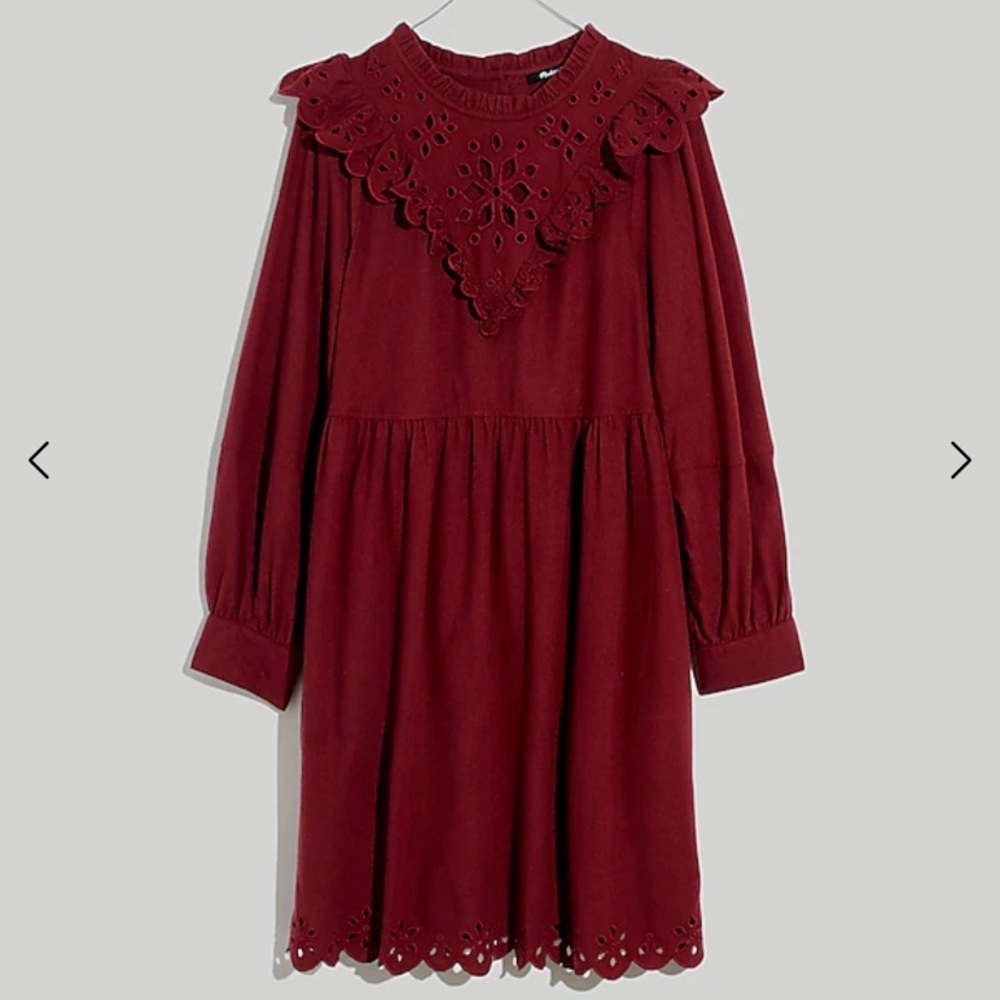 Madewell embroidered flannel mini dress sz Sm worn once